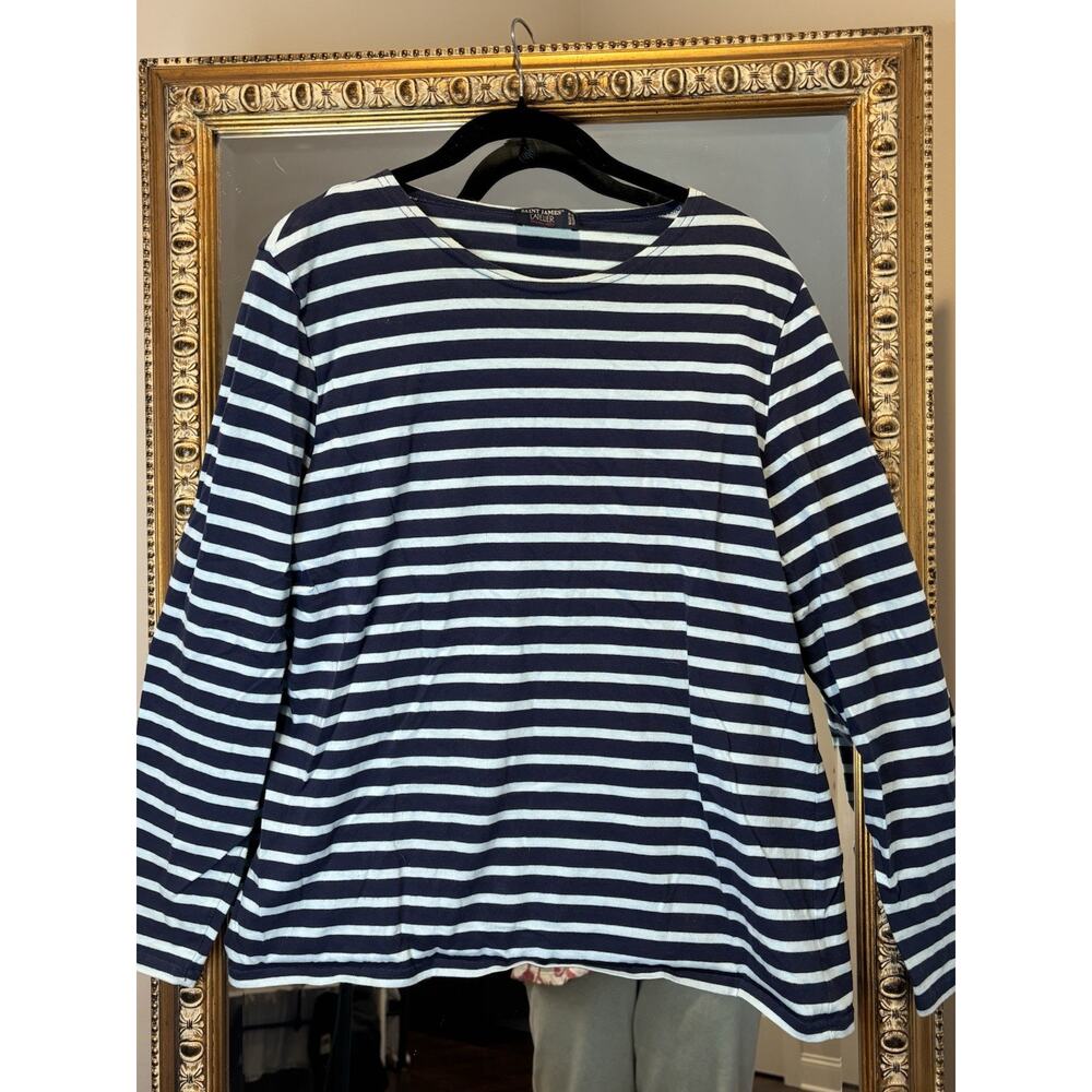 Saint James L'Atelier Women's Top Long Sleeve T-Shirt Striped Blue